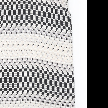 Topshop Womens White Geometric Polyester A-Line Size 12 Round Neck Pullover
