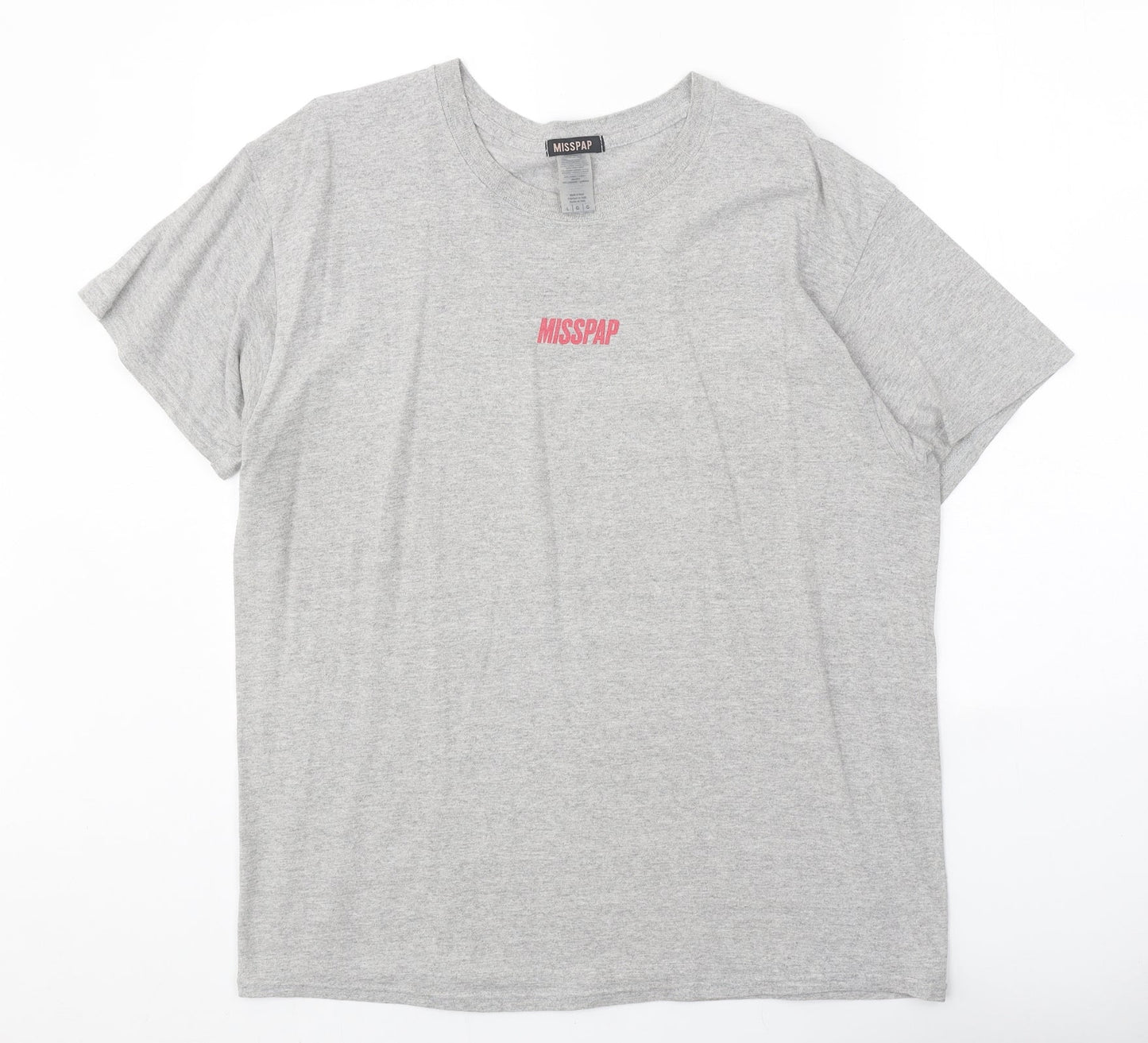 Womens UK Size L Misspap Grey Basic T-Shirt