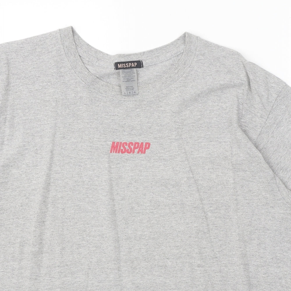 Womens UK Size L Misspap Grey Basic T-Shirt