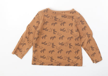 F&F Boys Orange Geometric 100% Cotton Pullover T-Shirt Size 9-12 Months Boat Neck Snap - Zebra Print