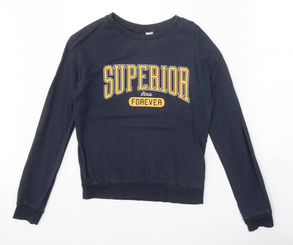 Divided Womens Blue Cotton Pullover Sweatshirt Size XS Pullover