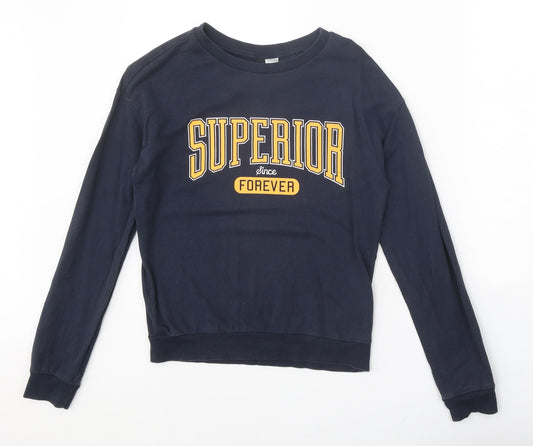 Divided Womens Blue Cotton Pullover Sweatshirt Size XS Pullover