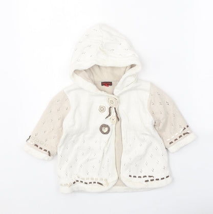 Catimini Girls White Viscose Cardigan Jumper Size 6-9 Months Button