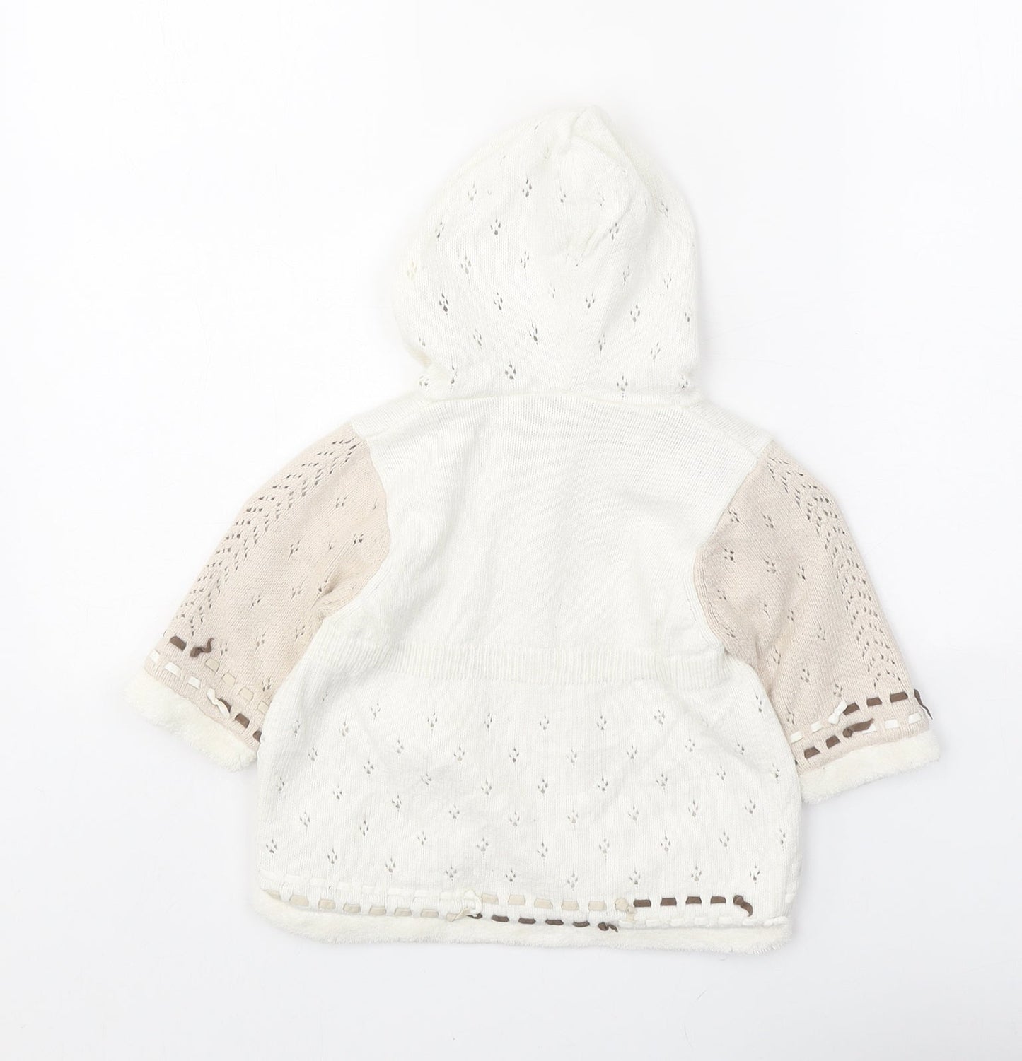 Catimini Girls White Viscose Cardigan Jumper Size 6-9 Months Button