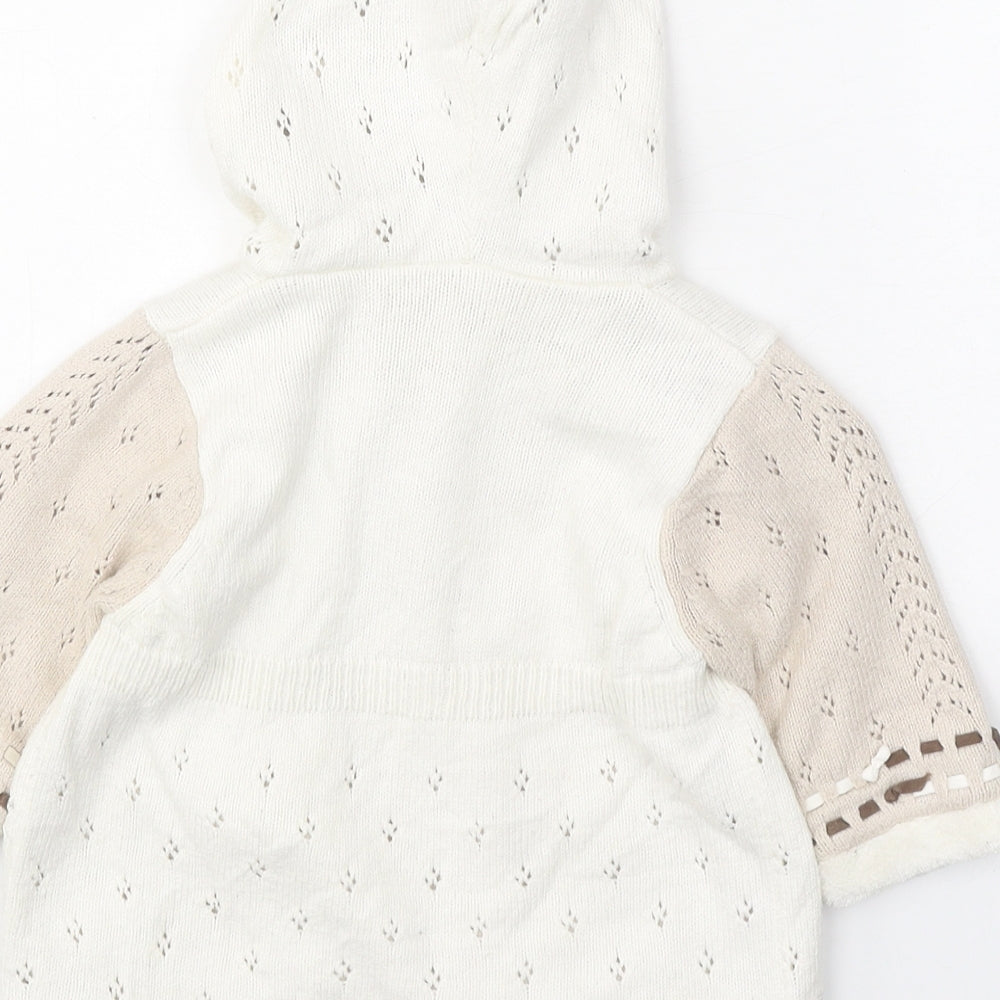 Catimini Girls White Viscose Cardigan Jumper Size 6-9 Months Button