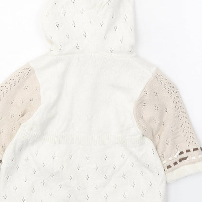 Catimini Girls White Viscose Cardigan Jumper Size 6-9 Months Button