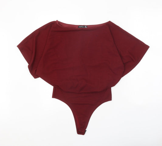 Boohoo Womens Red Polyester Bodysuit One-Piece Size 10 Snap - Batwing