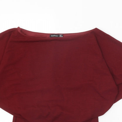 Boohoo Womens Red Polyester Bodysuit One-Piece Size 10 Snap - Batwing