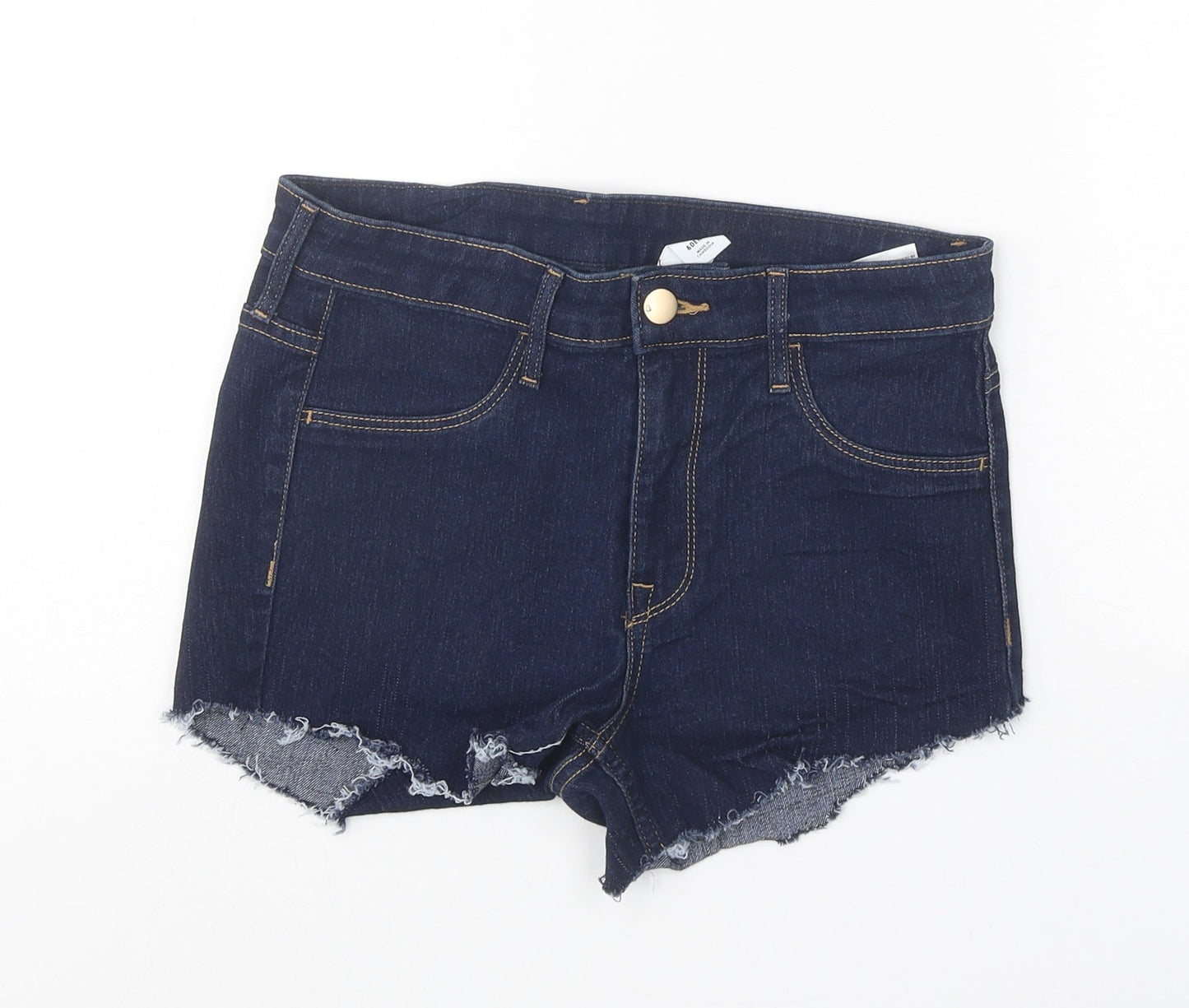 H&M Womens Blue Cotton Boyfriend Shorts Size 27 in Regular Zip