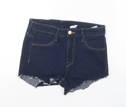 H&M Womens Blue Cotton Boyfriend Shorts Size 27 in Regular Zip