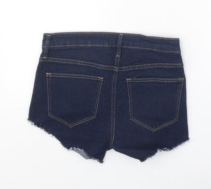 H&M Womens Blue Cotton Boyfriend Shorts Size 27 in Regular Zip