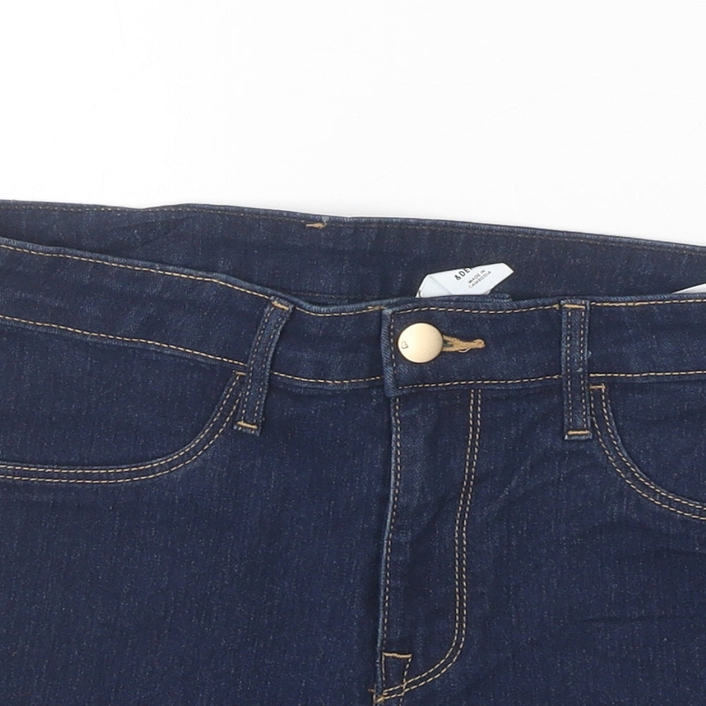 H&M Womens Blue Cotton Boyfriend Shorts Size 27 in Regular Zip