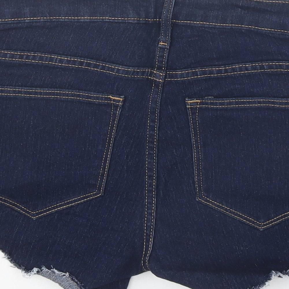 H&M Womens Blue Cotton Boyfriend Shorts Size 27 in Regular Zip