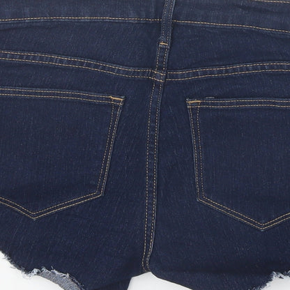H&M Womens Blue Cotton Boyfriend Shorts Size 27 in Regular Zip
