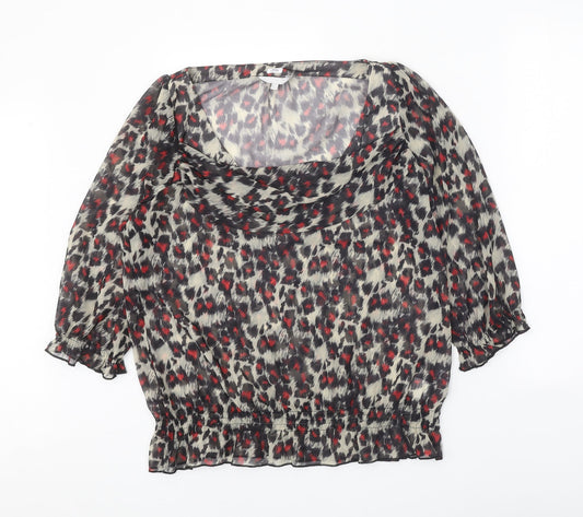 Lakeland Womens Black Geometric Polyester Basic Blouse Size 16 Cowl Neck