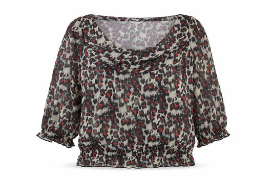 Lakeland Womens Black Geometric Polyester Basic Blouse Size 16 Cowl Neck