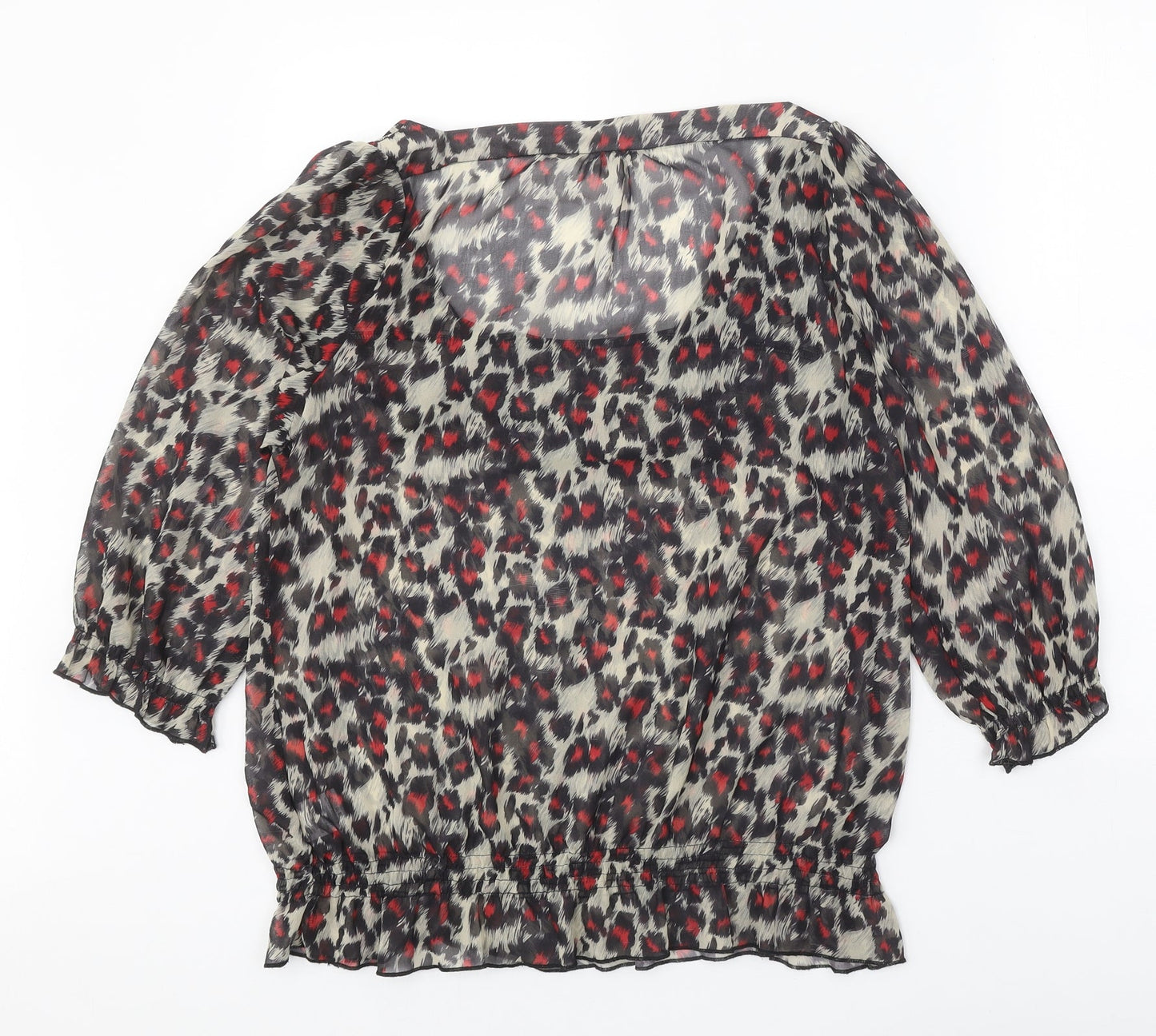 Lakeland Womens Black Geometric Polyester Basic Blouse Size 16 Cowl Neck