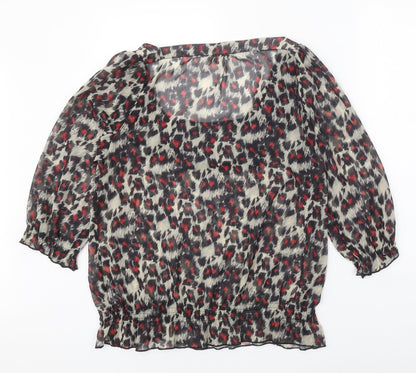 Lakeland Womens Black Geometric Polyester Basic Blouse Size 16 Cowl Neck