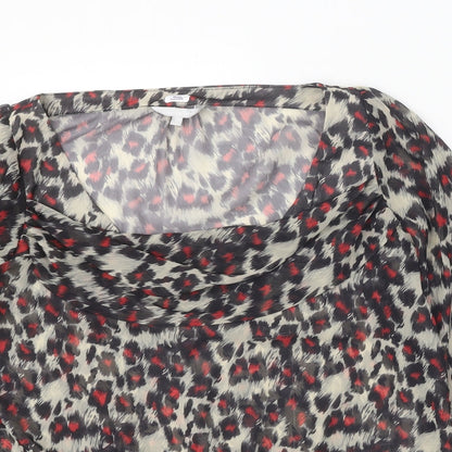 Lakeland Womens Black Geometric Polyester Basic Blouse Size 16 Cowl Neck