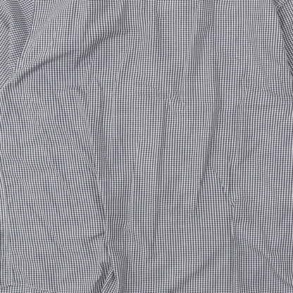 Primark Mens Blue Check Polyester Button-Up Size 17 Collared Button