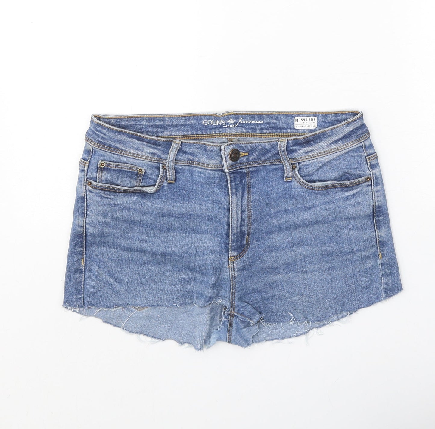 Collins Womens Blue Cotton Boyfriend Shorts Size 29 in Regular Zip