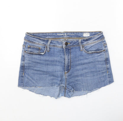Collins Womens Blue Cotton Boyfriend Shorts Size 29 in Regular Zip