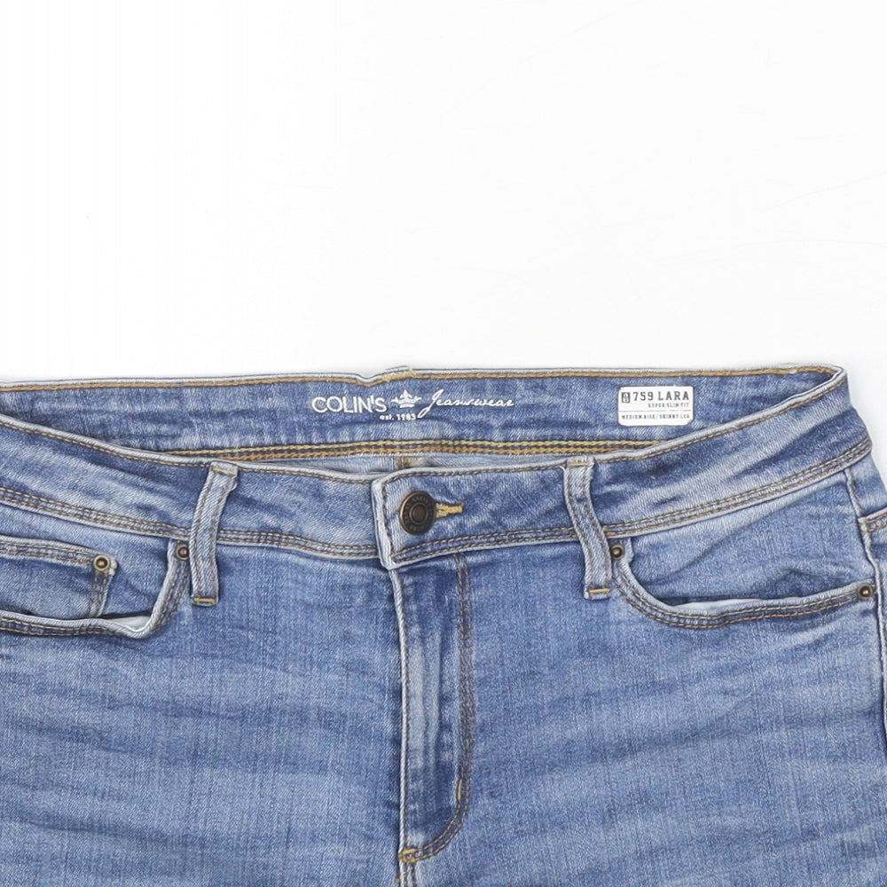 Collins Womens Blue Cotton Boyfriend Shorts Size 29 in Regular Zip
