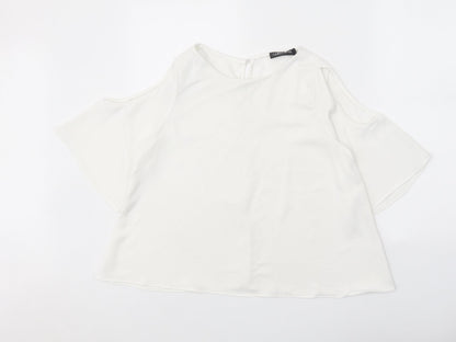 Womens UK Size 10 Cameo Rose White Basic Blouse