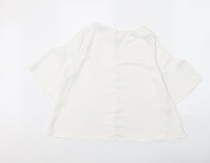Womens UK Size 10 Cameo Rose White Basic Blouse