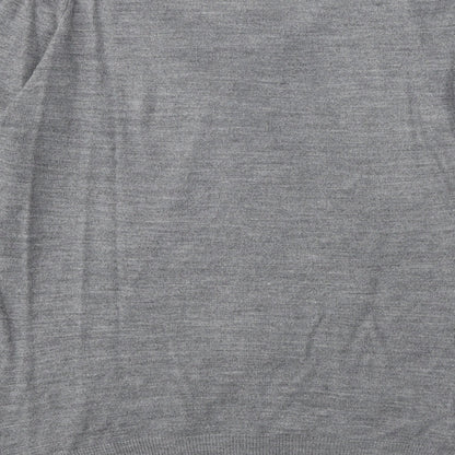 Blue Harbour Mens Grey V-Neck Acrylic Pullover Jumper Size S Long Sleeve