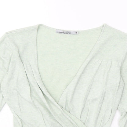 Womens UK Size 12 Republic Green Basic T-Shirt