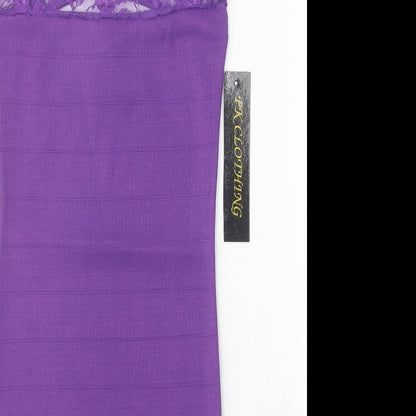 PK Clothing Womens Purple Polyester Tank Dress Size M Boat Neck Pullover - Lace Detail