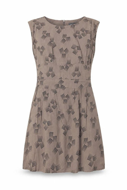 Apricot Womens Brown Geometric Viscose A-Line Size S Round Neck Zip
