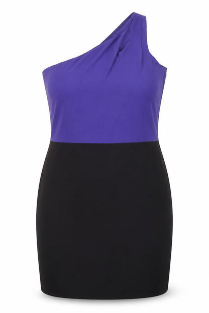 Spirit Womens Black Colourblock Polyester Bodycon Size 14 One Shoulder Pullover
