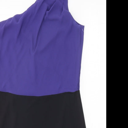 Spirit Womens Black Colourblock Polyester Bodycon Size 14 One Shoulder Pullover