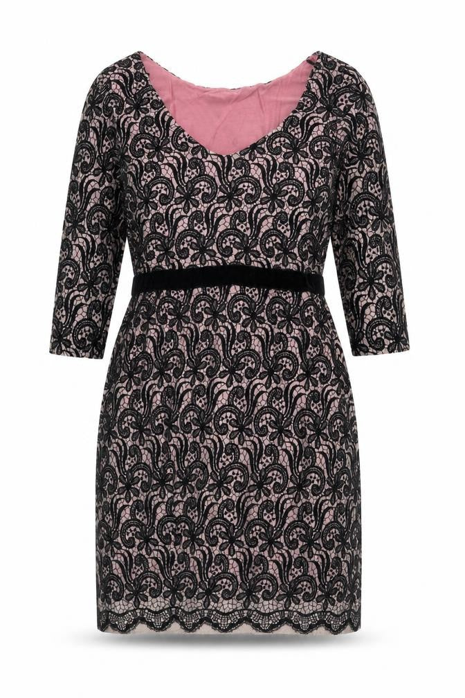 Preworn Womens Black Floral Polyester A-Line One Size V-Neck Pullover