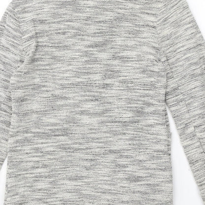 New Look Womens Grey V-Neck Acrylic Cardigan Jumper Size 6