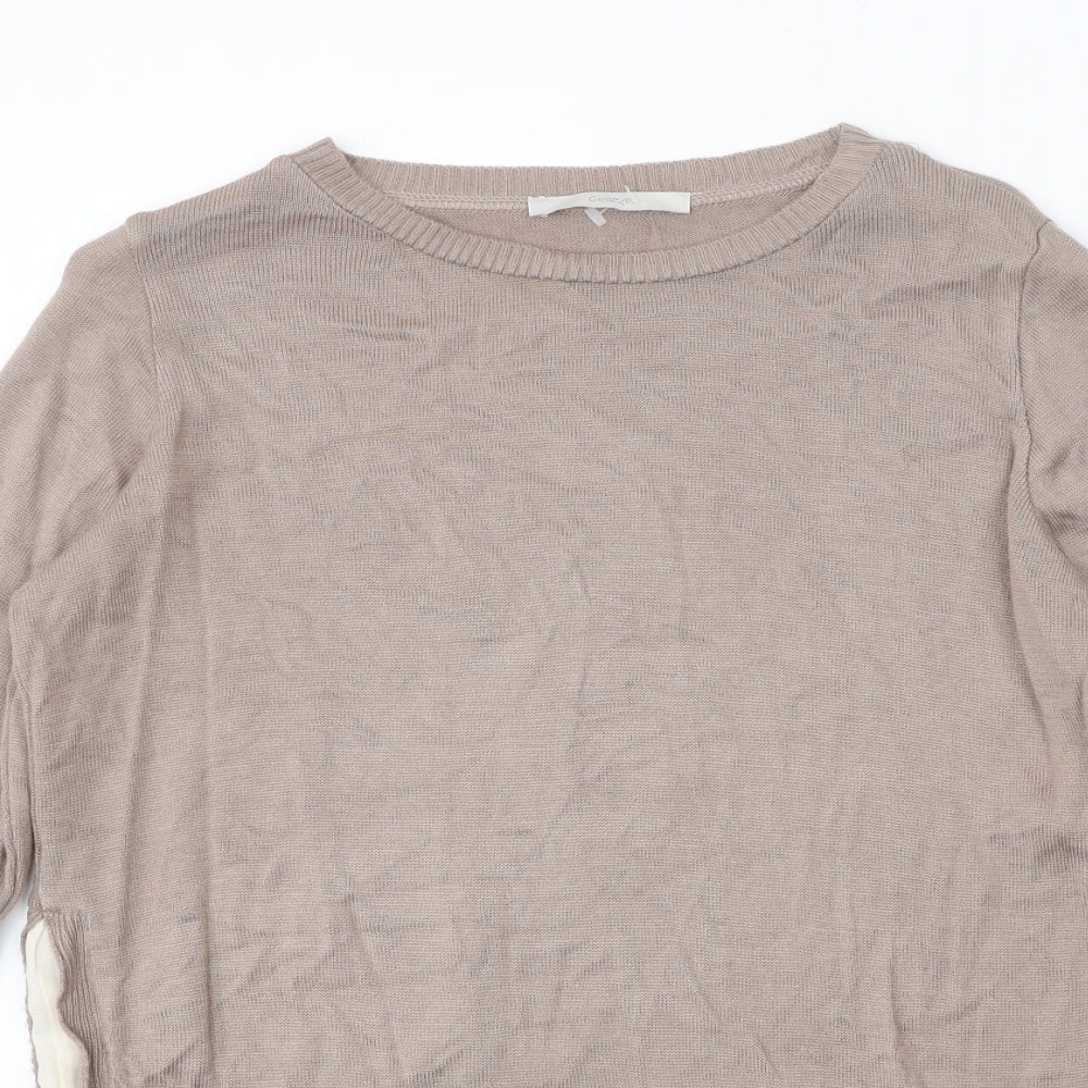 George Womens Brown Round Neck Acrylic Pullover Jumper Size 14