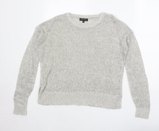 New Look Womens Grey Round Neck Acrylic Pullover Jumper Size S