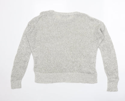 New Look Womens Grey Round Neck Acrylic Pullover Jumper Size S