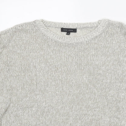 New Look Womens Grey Round Neck Acrylic Pullover Jumper Size S