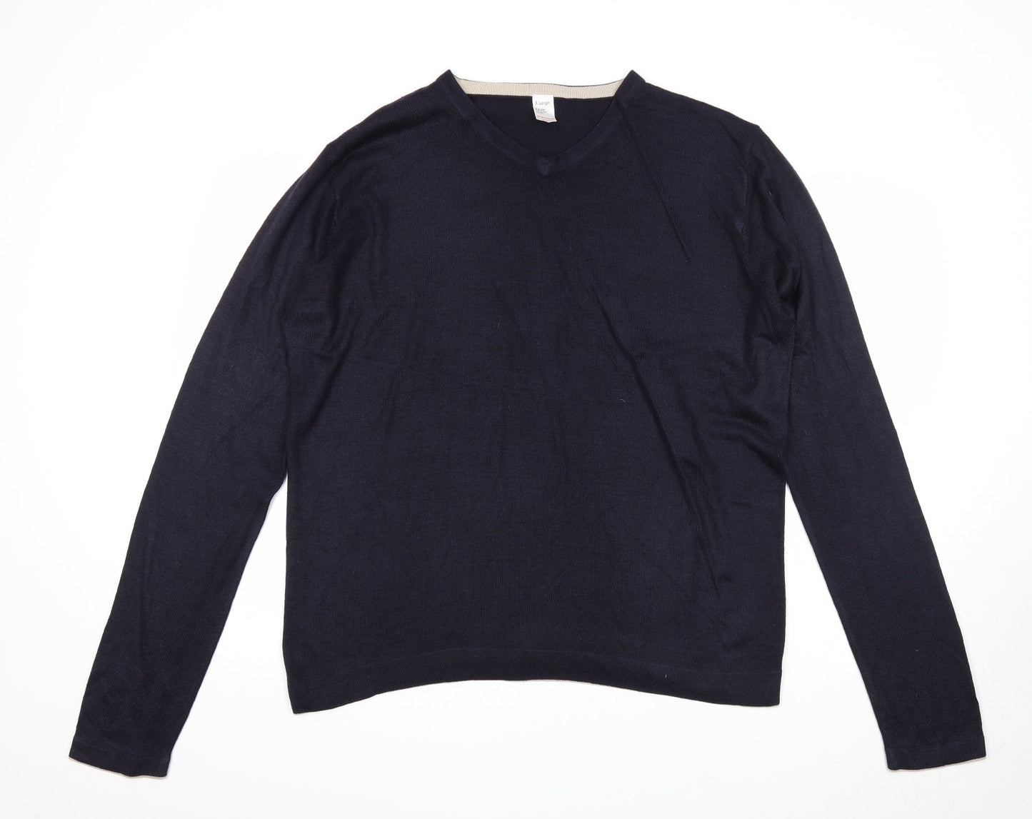 Preworn Mens Blue V-Neck Acrylic Pullover Jumper Size XL Long Sleeve