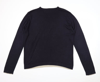 Preworn Mens Blue V-Neck Acrylic Pullover Jumper Size XL Long Sleeve