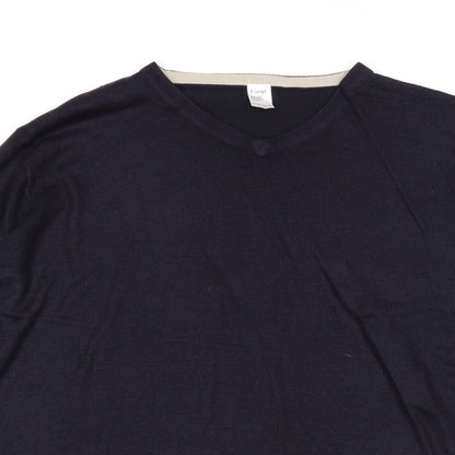Preworn Mens Blue V-Neck Acrylic Pullover Jumper Size XL Long Sleeve