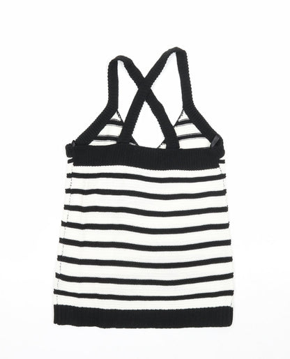Atmosphere Womens Black Striped Acrylic Basic Tank Size 4 V-Neck
