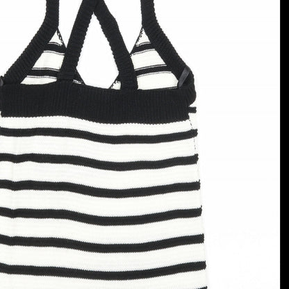 Atmosphere Womens Black Striped Acrylic Basic Tank Size 4 V-Neck