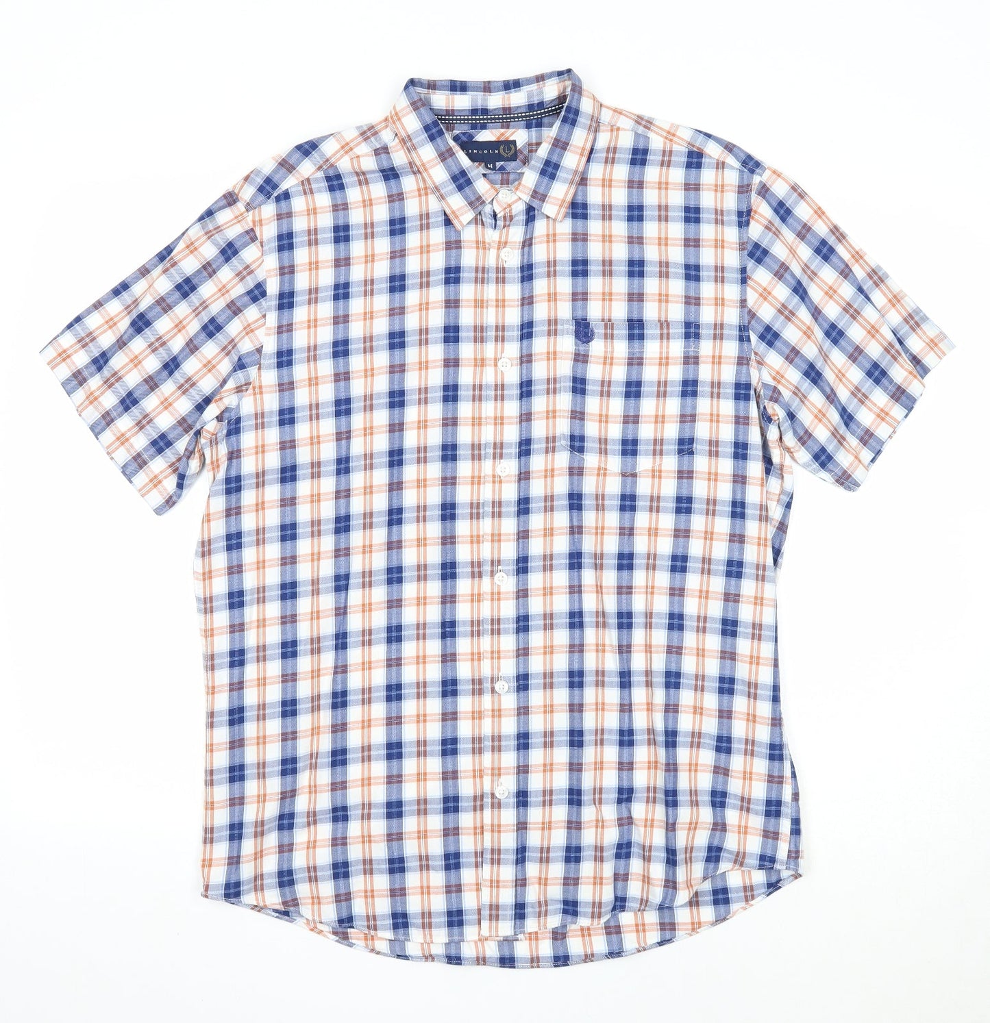 Mens UK Size M Lincoln Multicoloured  Button-Up Short Sleeve Casual Shirt