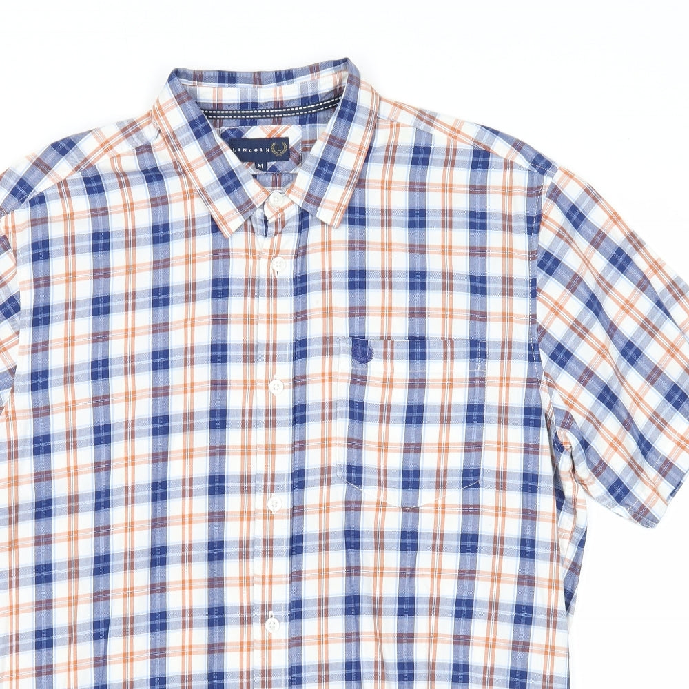 Mens UK Size M Lincoln Multicoloured  Button-Up Short Sleeve Casual Shirt
