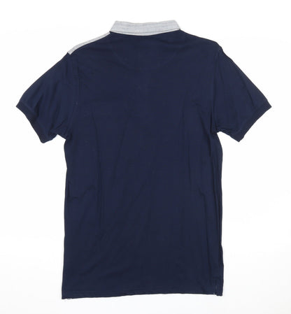 Nanny State Mens Blue Cotton Polo Size M Collared Button