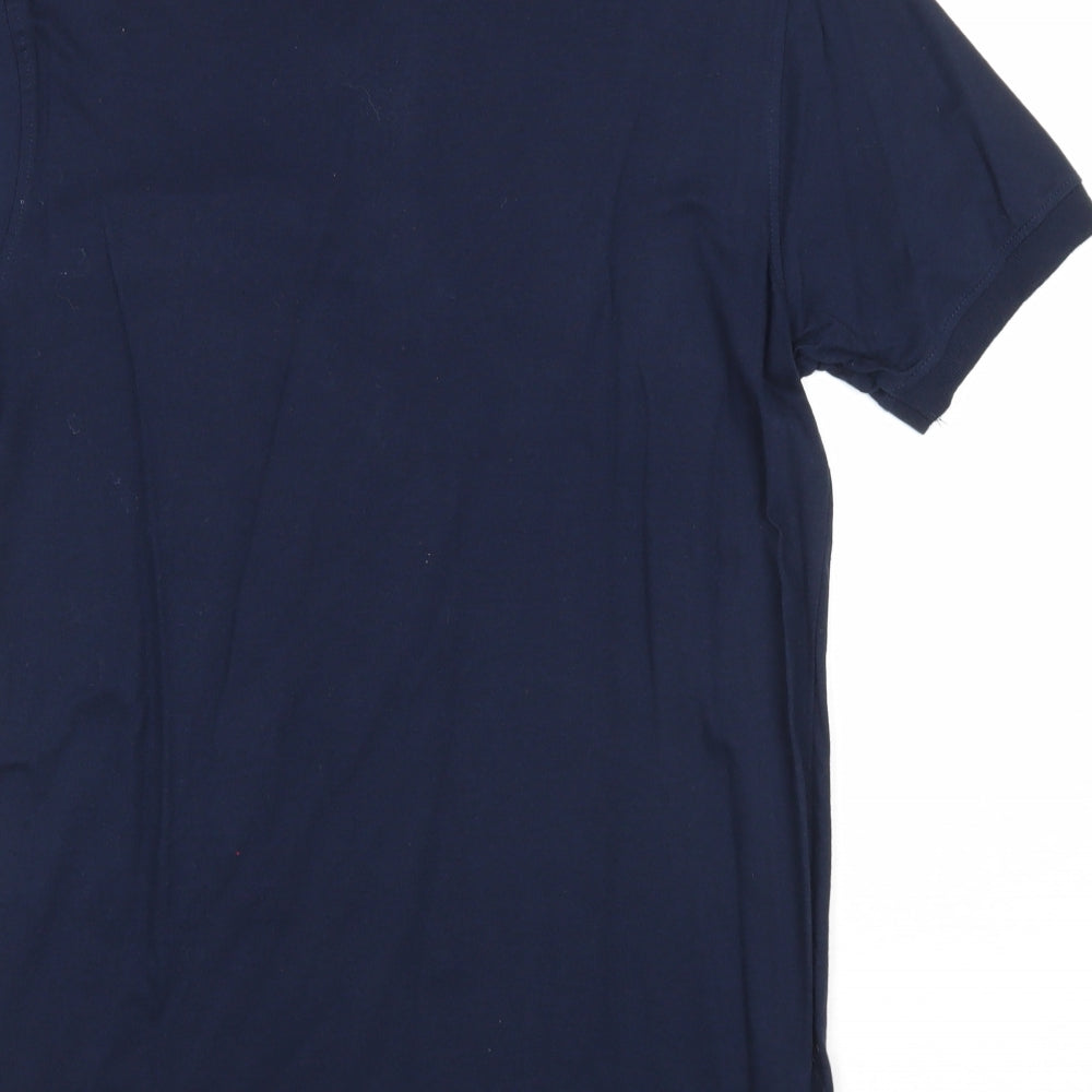 Nanny State Mens Blue Cotton Polo Size M Collared Button